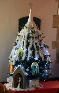 A decorated Christmas tree in the Tree Festival December 2017