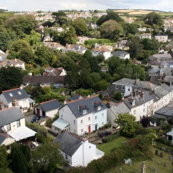 Looking across Stoke Fleming towards Stoke Lodge Hotel from the Church Tower August 2015