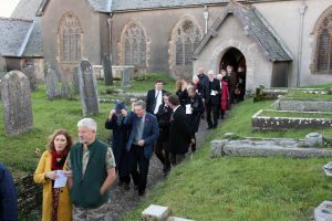 Parishioners leaving St Peter's Church on Remberence Sunday November 2018